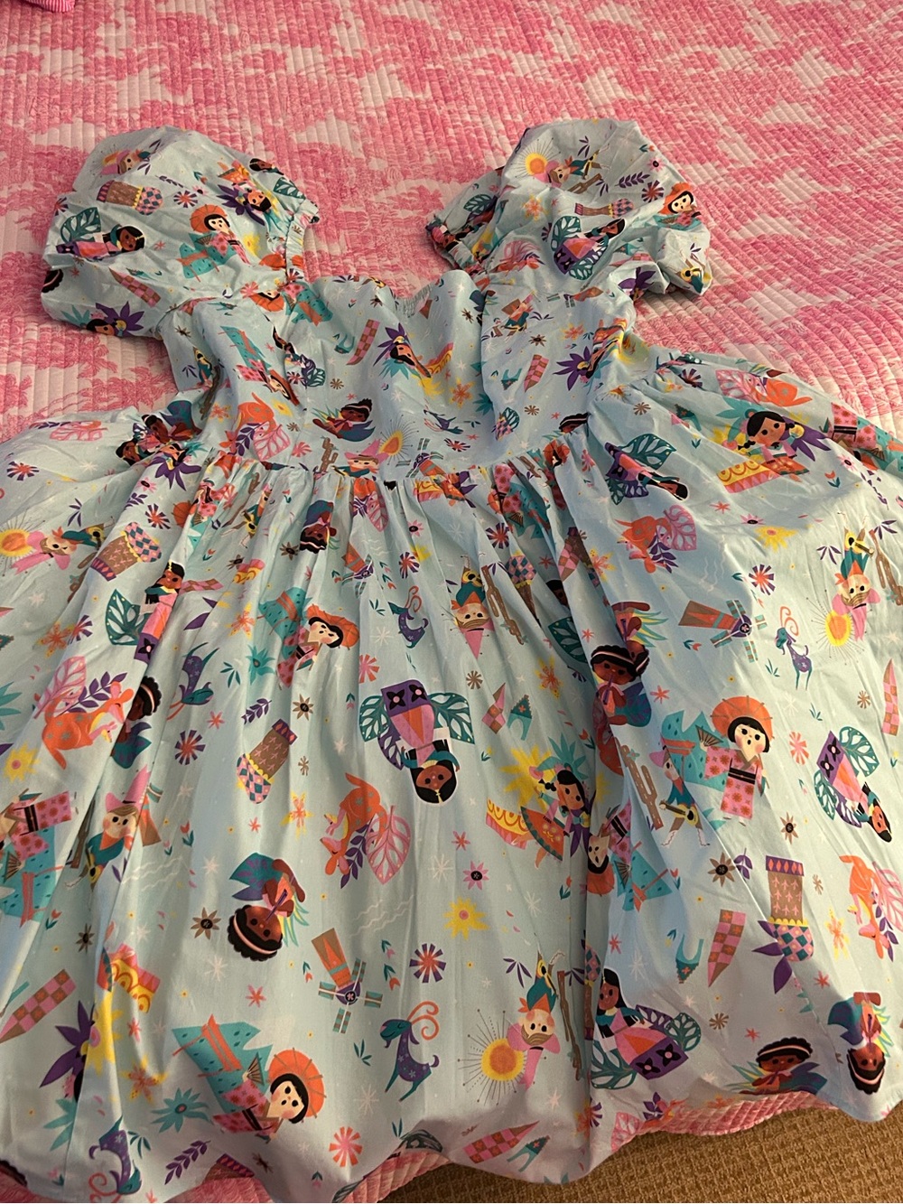 NWT Disney it’s a small world Dress with Colorful Character Print